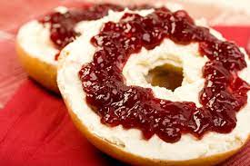 cream cheese and jelly bagel