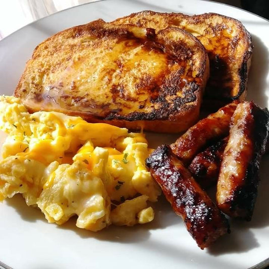 Premium egg meat and cheese french toast platter