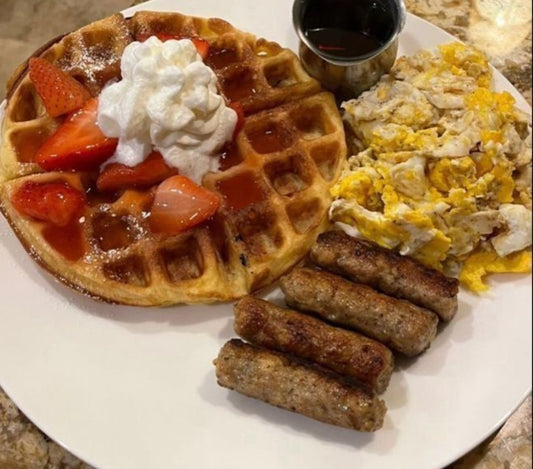 premium egg meat and cheese waffle