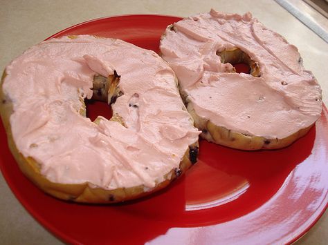strawberry cream cheese bagel