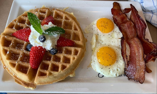 egg meat and cheese waffle